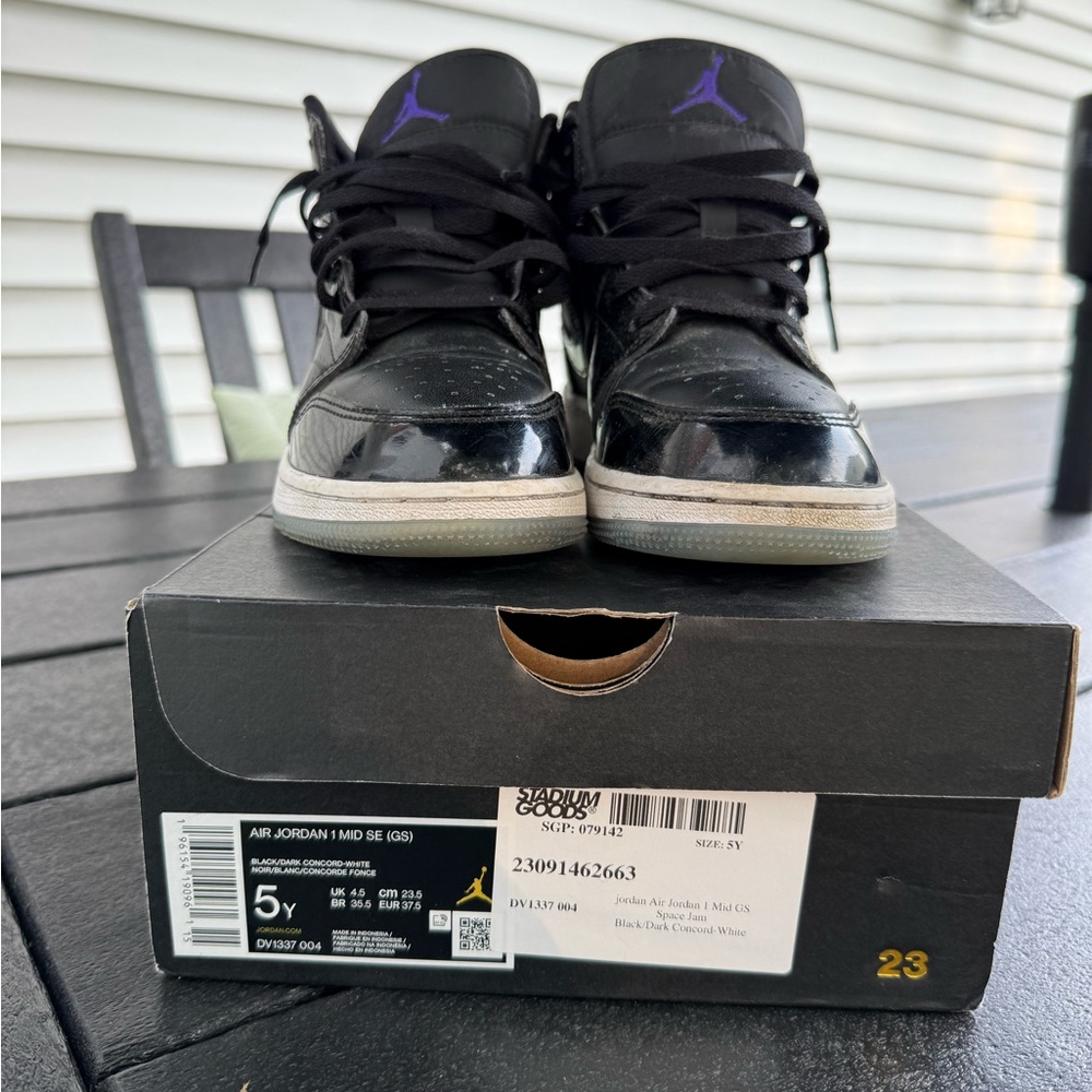 Nike Jordan 1 Sneakers - Mid - Space Jam Black and Purple Sneakers